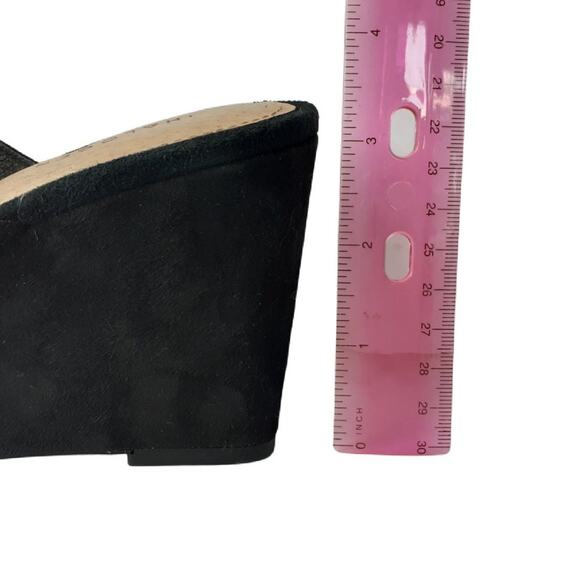 Halogen Annabelle Suede Slide Wedge Sandals Black Slip On Casual Open Toe - Picture 7 of 10